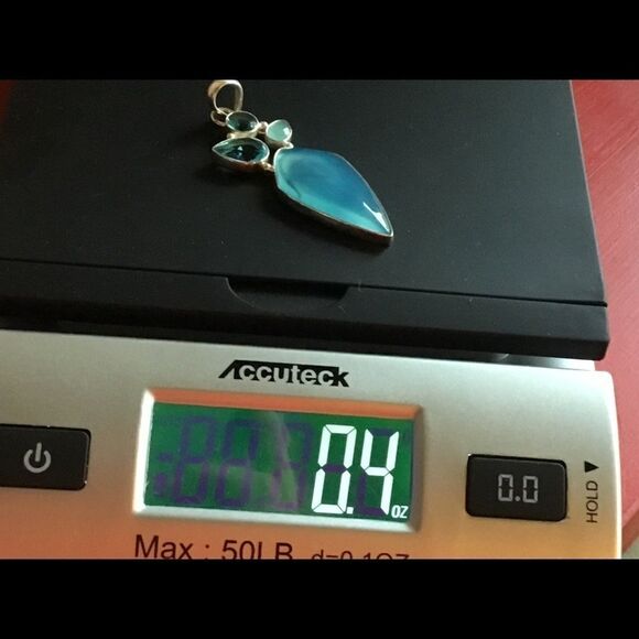 NWOT Sterling Silver Blue Calcedony Pendant - Picture 12 of 12